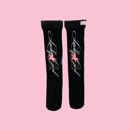 Black Sparkly LuckyGirl Socks