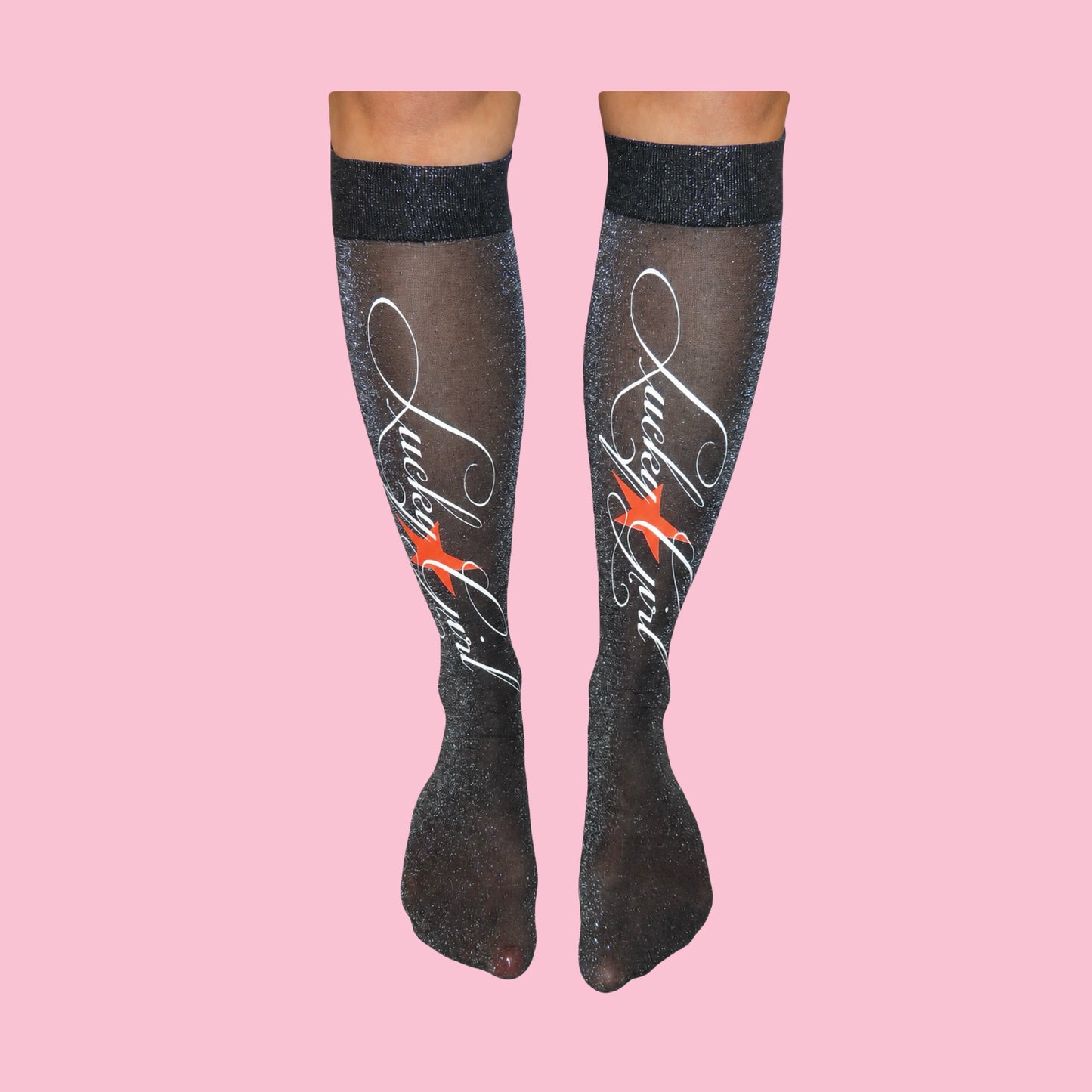 Black Sparkly LuckyGirl Socks