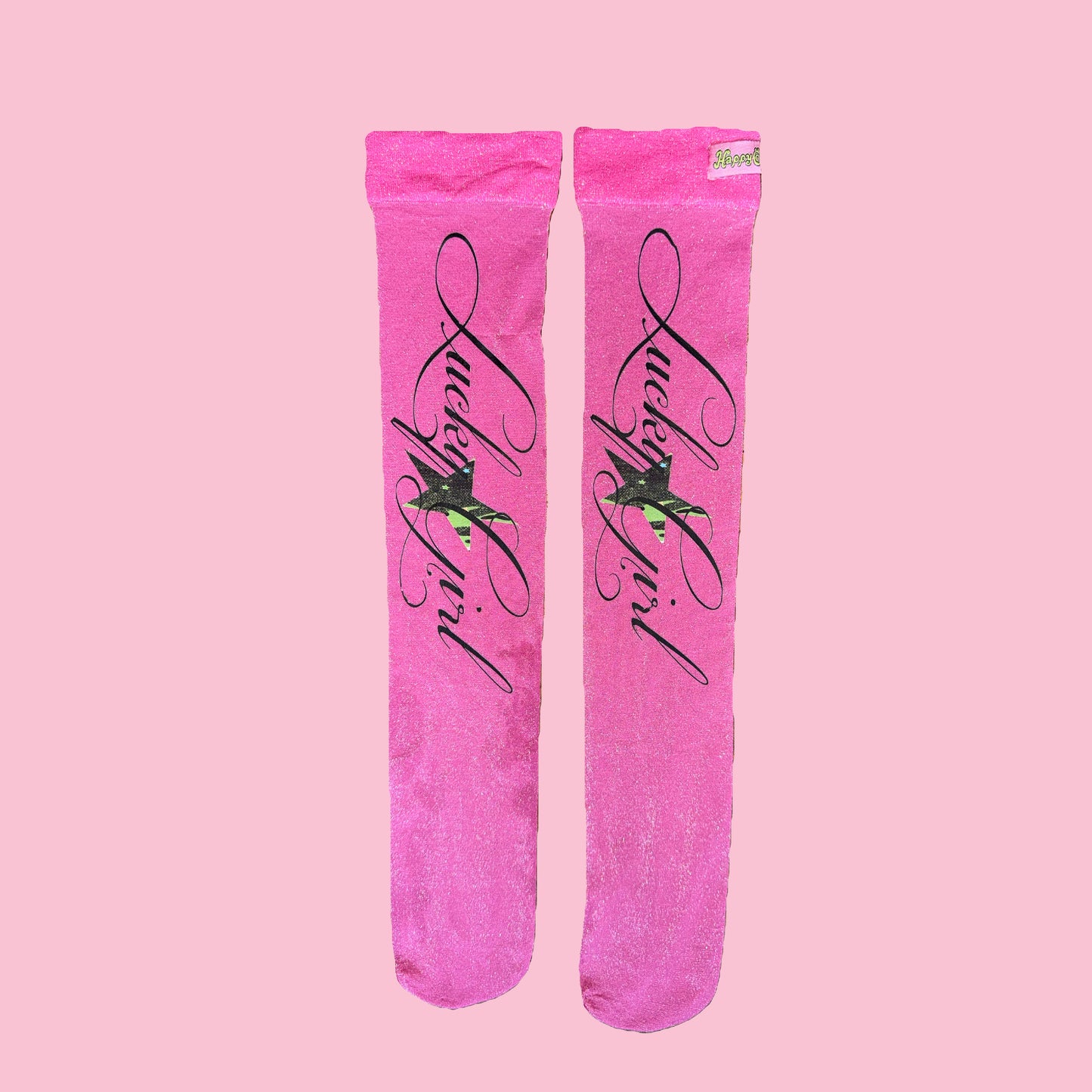 Pink Sparkly Lucky Girl Socks