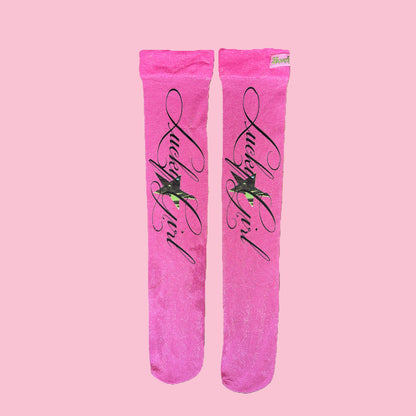 Pink Sparkly Lucky Girl Socks