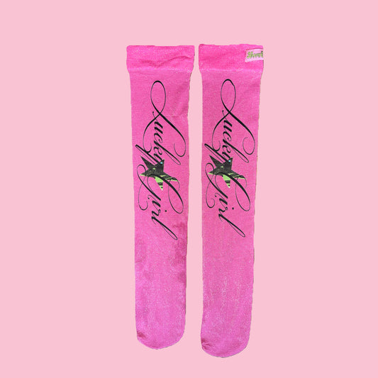 Pink Sparkly Lucky Girl Socks